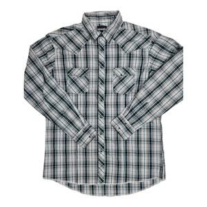 Wrangler Pearl Snap Shirt Men's 2XLT Gray Plaid Long Sleeve Western Outdoor